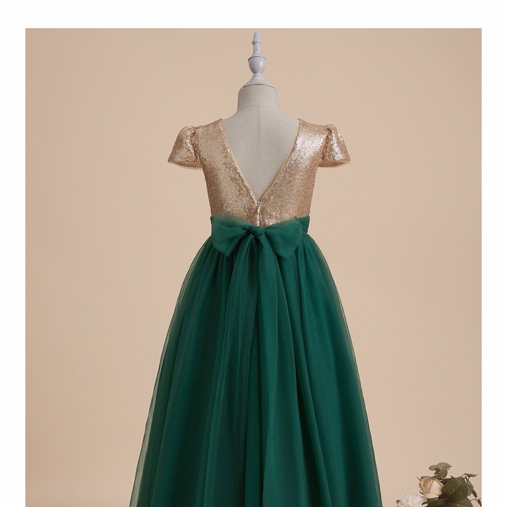 Flower Girl Dress,Christmas Dress, pageant dress sequin and tulle